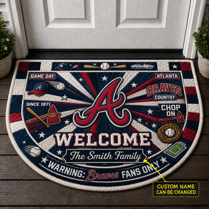 Official-Inspired Baseball Fan Custom Quilted Print Premium Welcome Mat Washable Black Border – Personalized Baseball Doormat