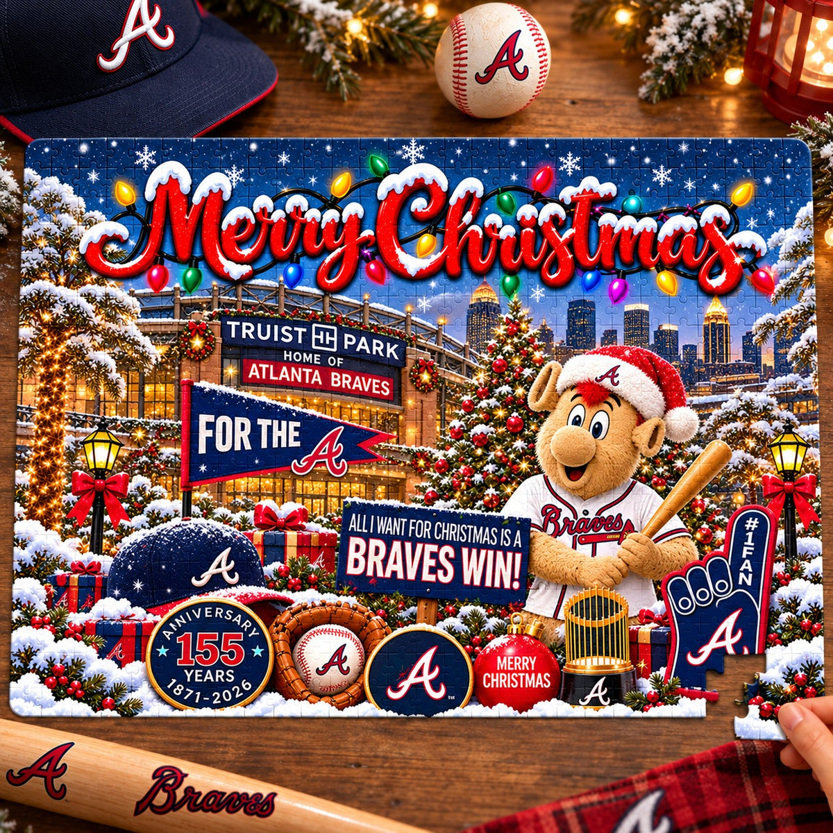 All Baseball Teams Baseball Stadium Personalized  Christmas Jigsaw Puzzle – Choose Your Team, 500 Pieces