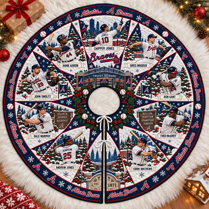 All Baseball Teams Vintage Players & Stadium Holiday Quilt Christmas Skirt Tree for Baseball Fans - 5To9Vibe