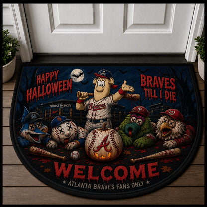 Baseball Halloween All Teams Custom Quilted Print Premium Welcome Mat – Personalized Baseball Doormat