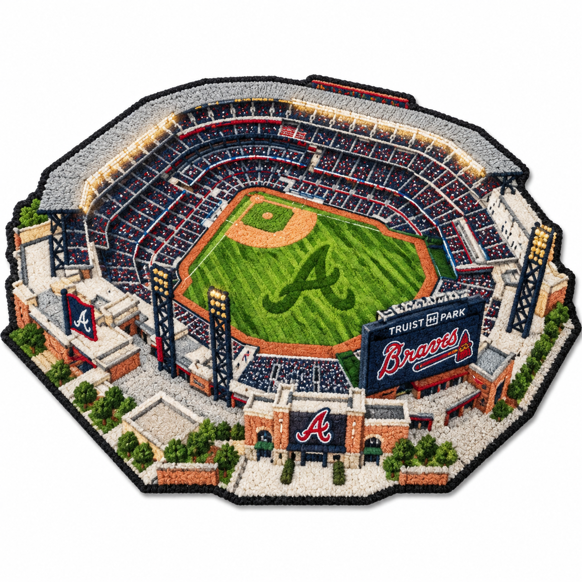 All Baseball Teams Stadium Baseball Fan Custom Quilted Print Premium Welcome Mat Washable Black Border – Personalized Baseball Doormat