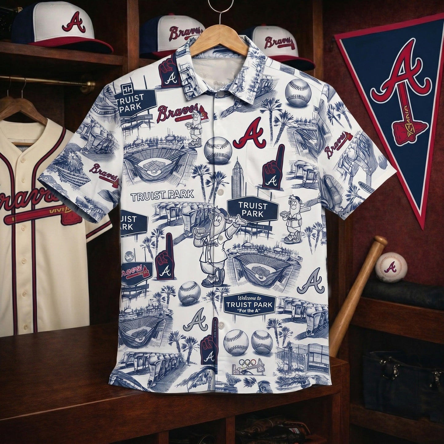 AB Baseball Stadium Slogan Legacy Edition Vintage Unisex Button-Up Hawaiian Shirt