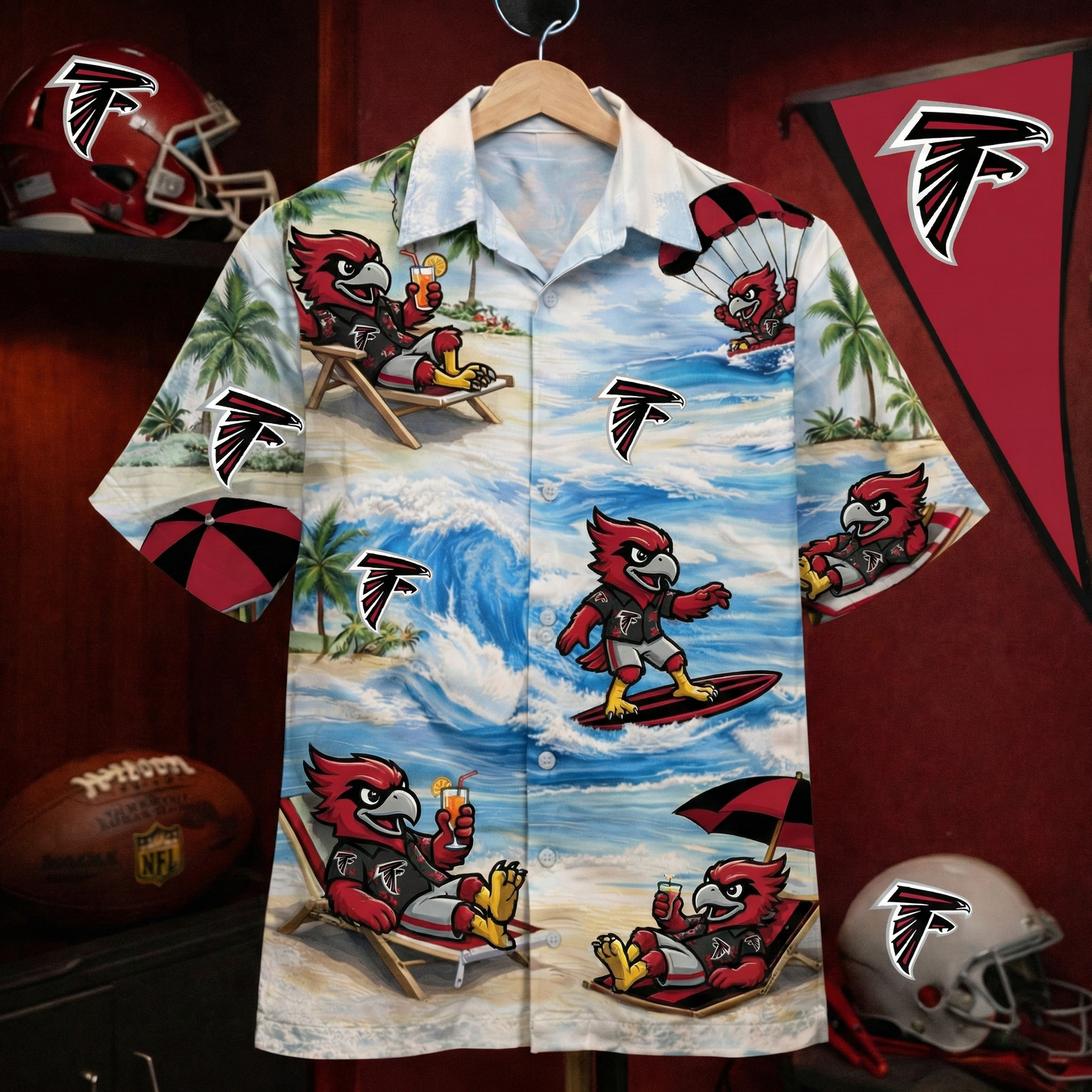 Camisa Hawaiana Unisex AF Football Mascot Beach Viber para Hombre y Mujer
