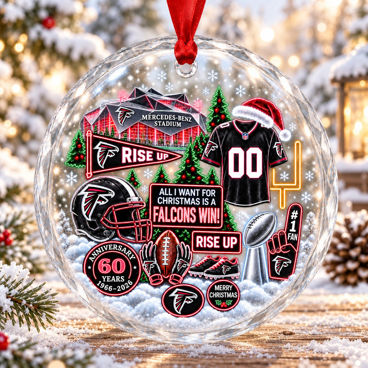 All Football Teams Christmas Stadium Snow Vibe Glass Ornament With Gift Box - 5to9vibe