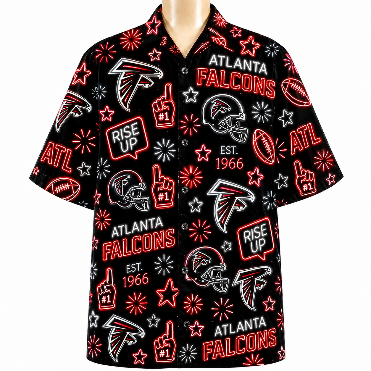 All Football Teams Neon Vibe Summer Button-Up Unisex Hawaiian Shirt For Men and Women
