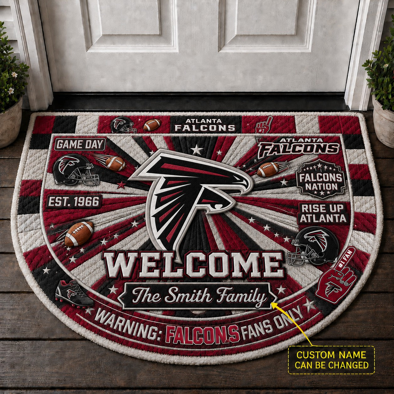 Official-Inspired Football Fan Custom Premium Welcome Mat – Personalized Doormat