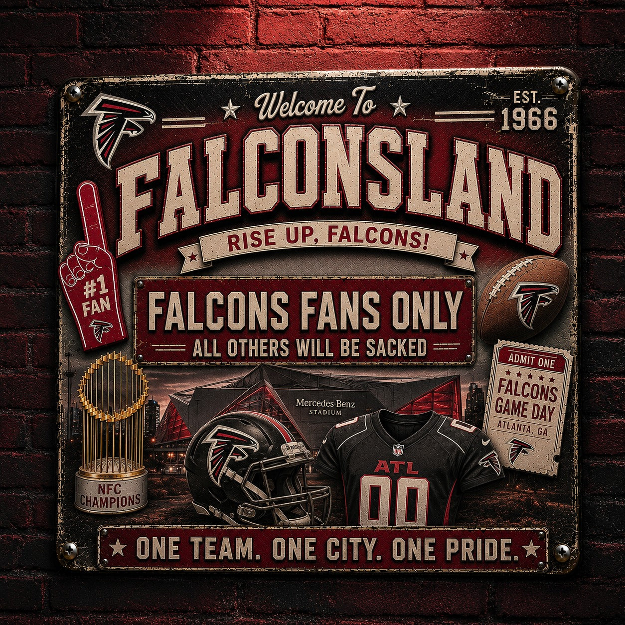 All Football Fans Teams Rustic Only Vintage Metal Sign - 5to9vibe