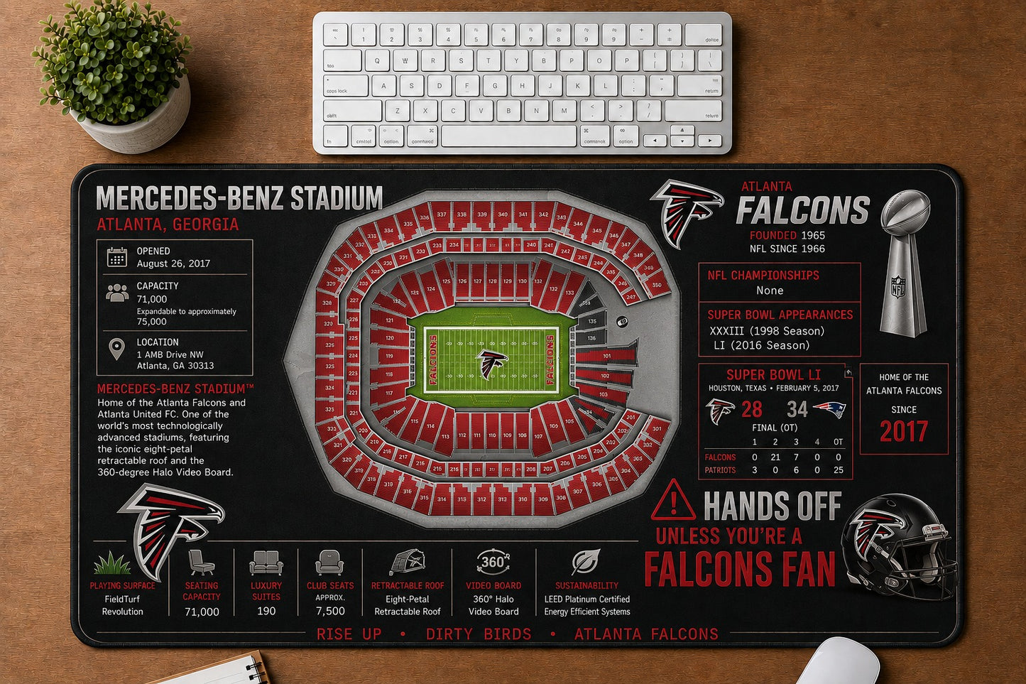 All Football Stadium Schematic Desk Mat Mouse Pad Plus Size - 5to9vibe