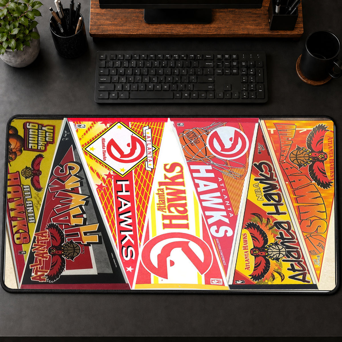 All Basketball Teams Vintage Pennant Anniversary For Fans Desk Mat Mouse Pad Trending - 5to9vibe