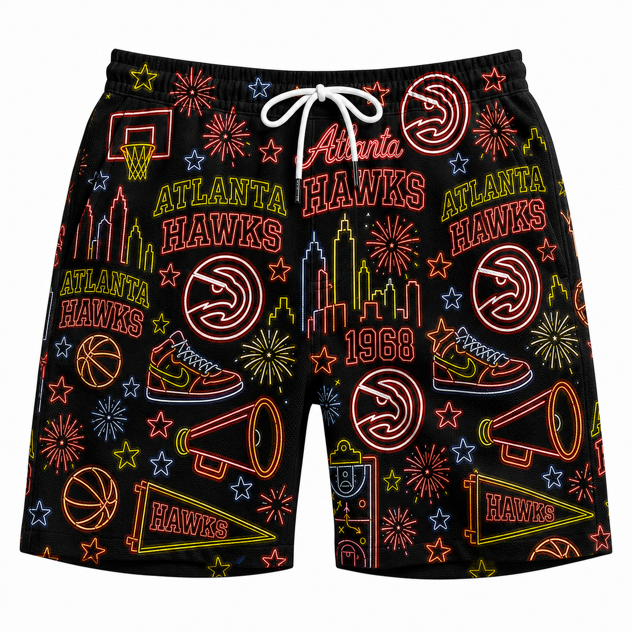 All Basketball Teams Neon Pattern Vibe Summer Party Button-Up Unisex Hawaiian Shirt For Men and Women