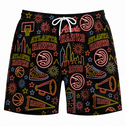 All Basketball Teams Neon Pattern Vibe Summer Party Button-Up Unisex Hawaiian Shirt For Men and Women