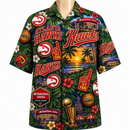 All Basketball Teams Tropical Sunset Paradise Pattern Vibe Summer Party Button-Up Unisex Hawaiian Shirt For Men and Women