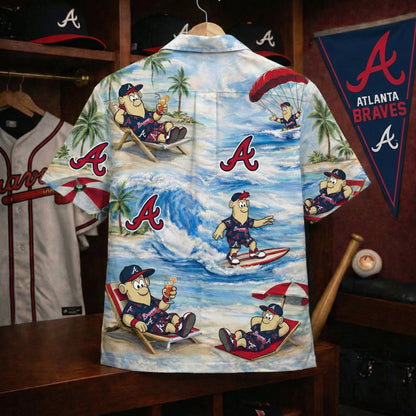 Camisa Hawaiana Unisex para Hombre y Mujer con Botones y Vibras de Playa, Mascota de Béisbol NYY