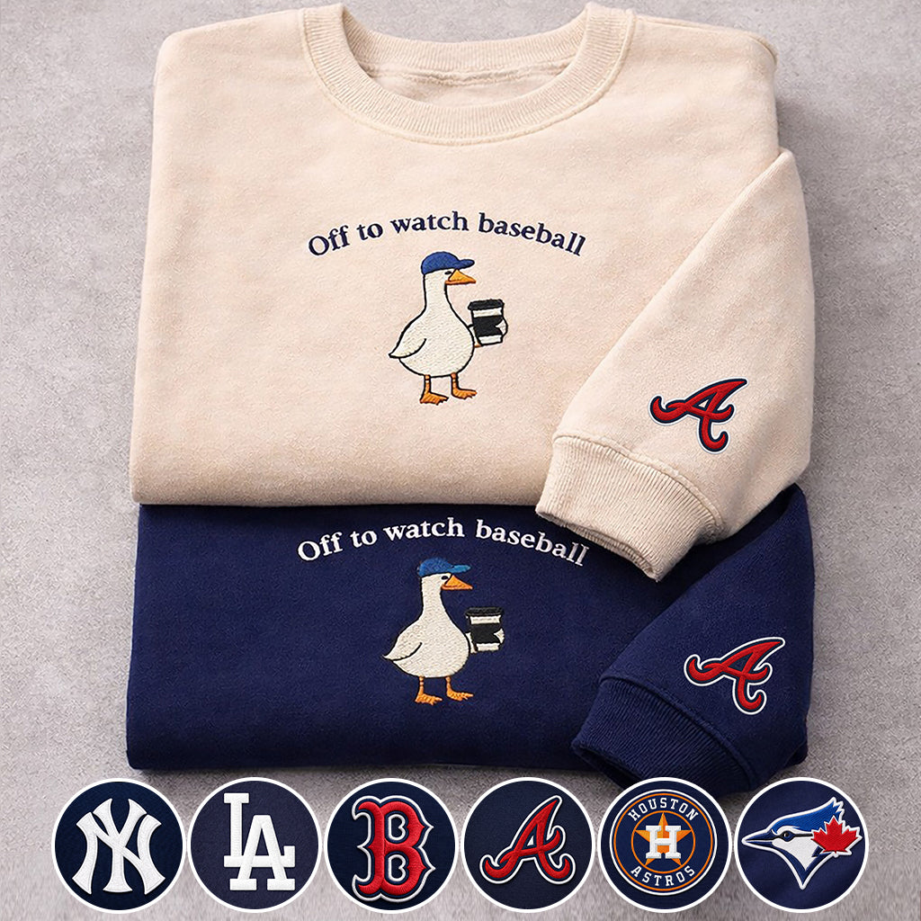 Off to watch Baseball Embroidered Logo Premium Quarter Zip Sweatshirt, Unisex Football Sweatshirt