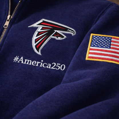 Football Logo America 250 Anniversary Embroidered Logo Premium Quarter Zip Sweatshirt, Inspired Quarter Zip Sweater