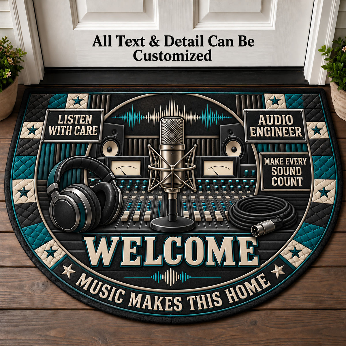Audio Engineer Personalized Half Round Mat | 5To9Vibe