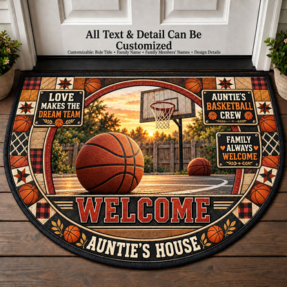 Auntie's Basketball Crew Personalized Half Round Mat | 5To9Vibe
