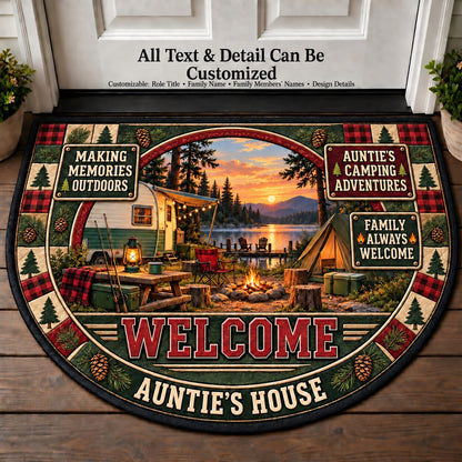 Auntie's Camping Adventures Personalized Half Round Mat | 5To9Vibe