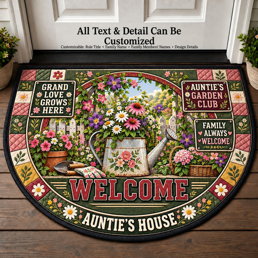 Auntie's Garden Club Personalized Half Round Mat | 5To9Vibe