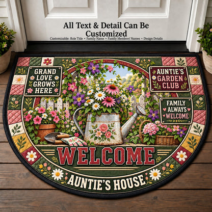 Auntie's Garden Club Personalized Half Round Mat | 5To9Vibe