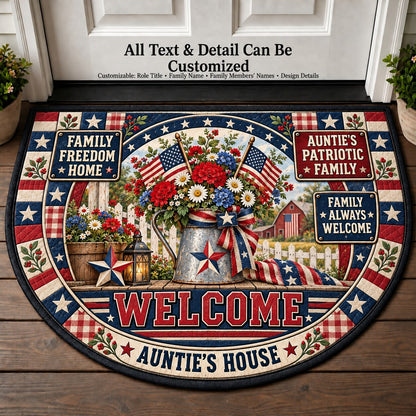 Auntie's Patriotic Family Personalized Half Round Mat | 5To9Vibe