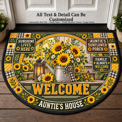 Auntie's Sunflower Porch Personalized Half Round Mat | 5To9Vibe