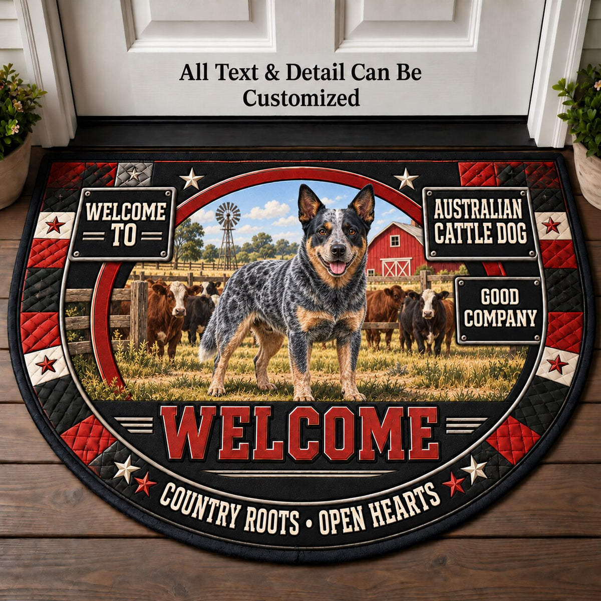 Australian Cattle Dog Personalized Half Round Mat | 5To9Vibe