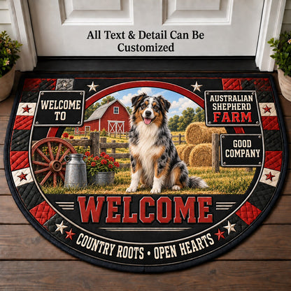 Australian Shepherd Farm Personalized Half Round Mat | 5To9Vibe
