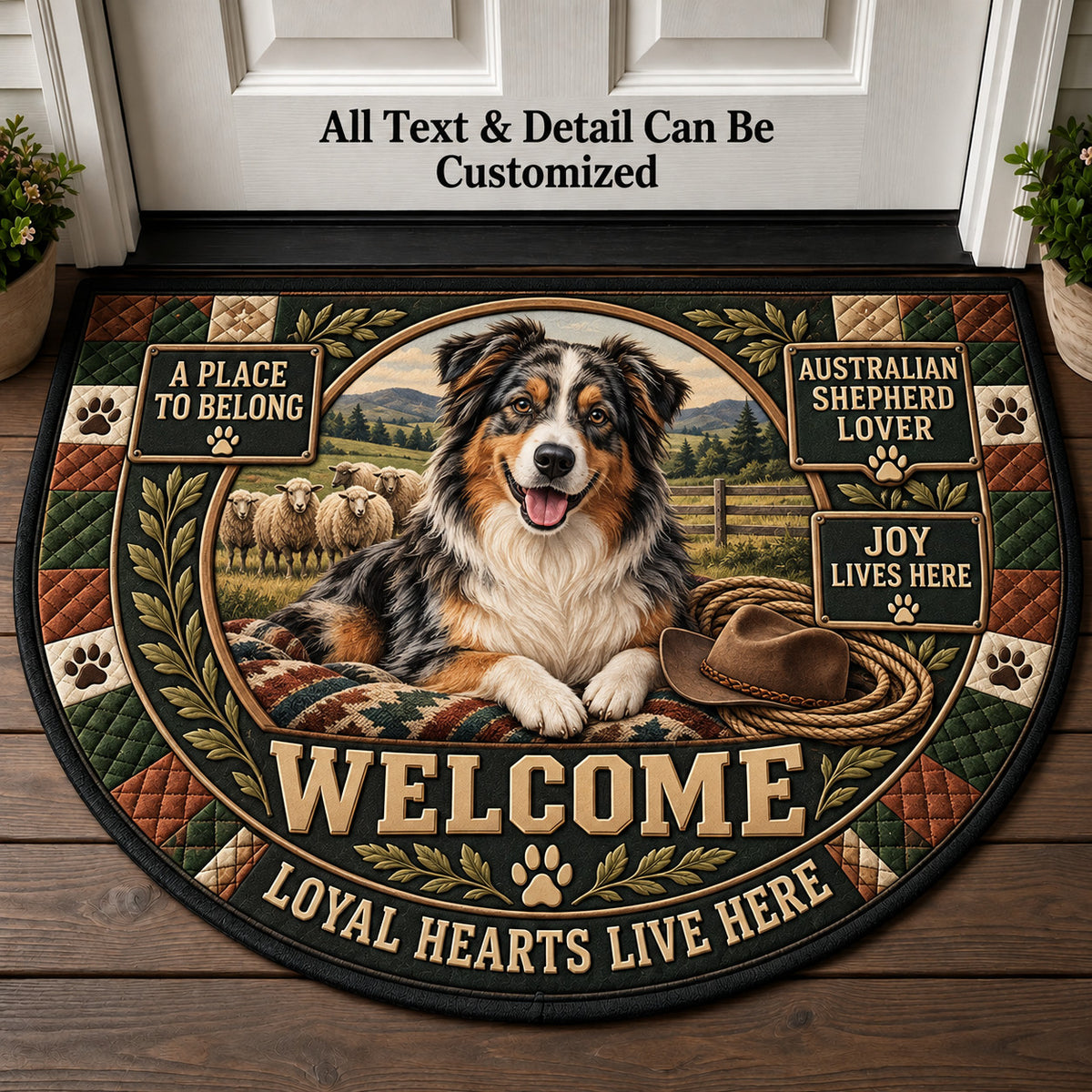 Australian Shepherd Lover Personalized Half Round Mat | 5To9Vibe
