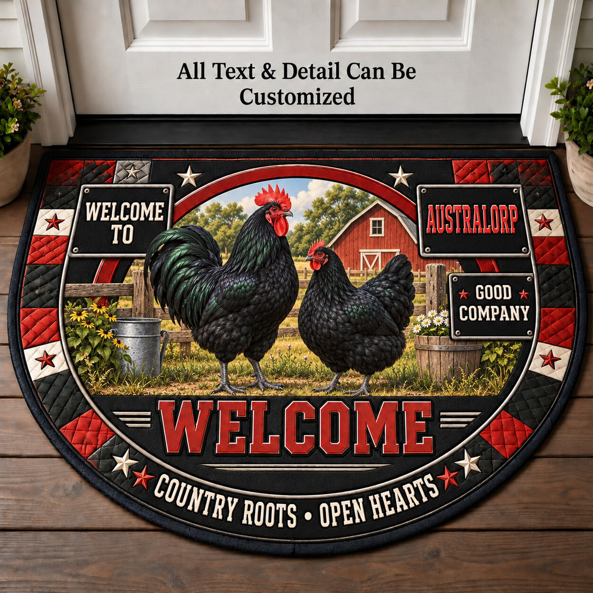 Australorp Personalized Half Round Mat | 5To9Vibe