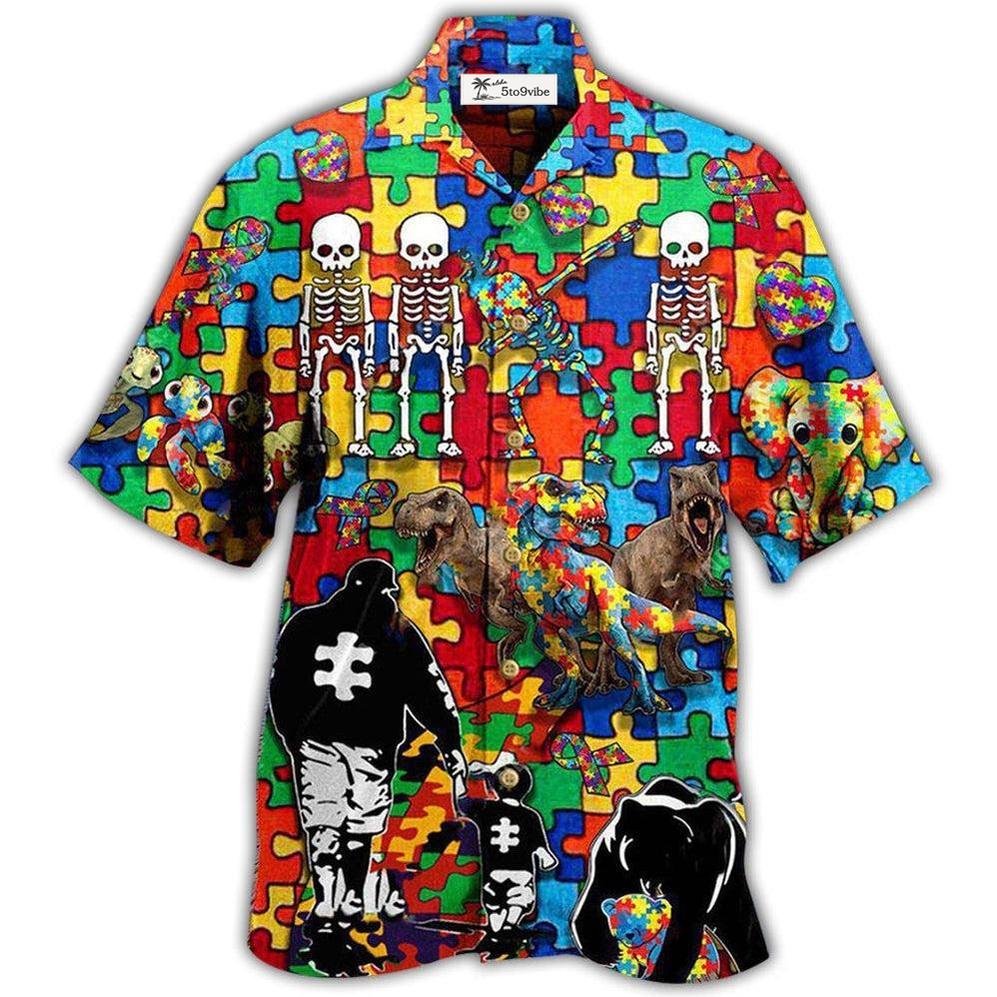 Hawaiian Shirt / Adults / S Autism Awareness It's OK To Be Different Dad And Son - Hawaiian Shirt 