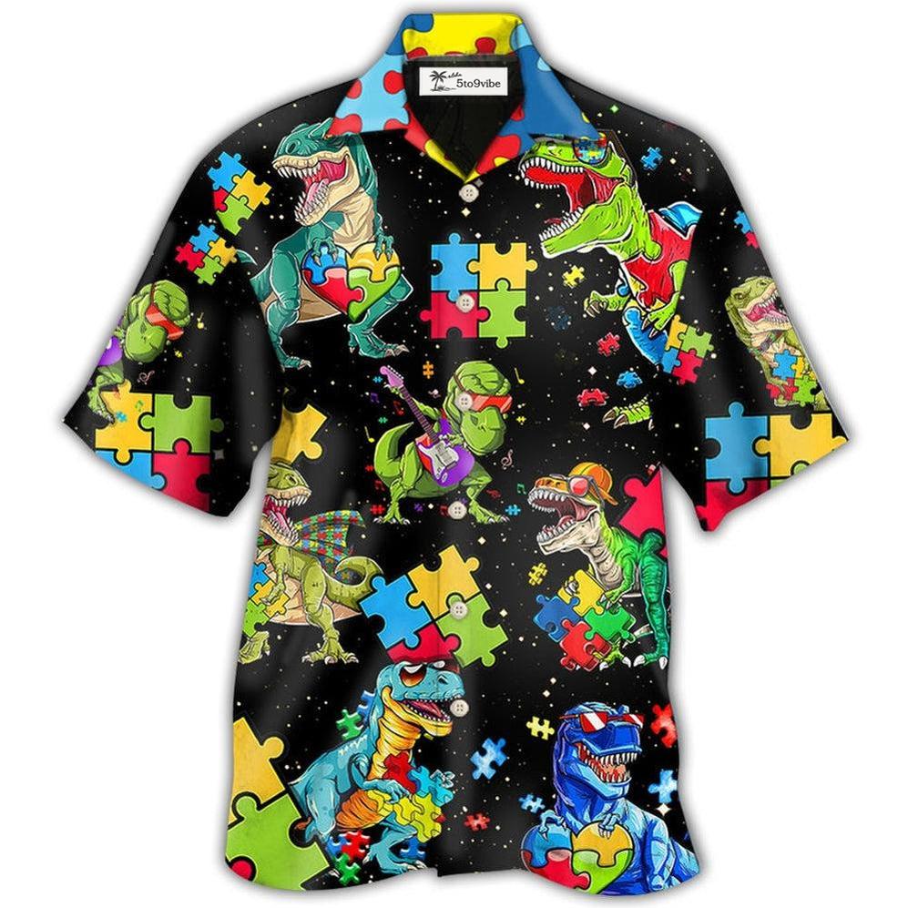 Hawaiian Shirt / Adults / S Autism Dinosaur Black - Hawaiian Shirt 