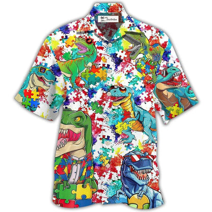 Hawaiian Shirt / Adults / S Autism Dinosaur Mix Color - Hawaiian Shirt 