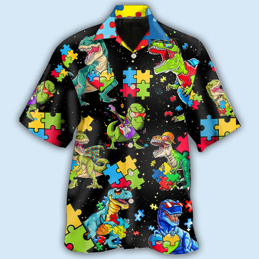 Autism Dinosaur Black - Hawaiian Shirt 
