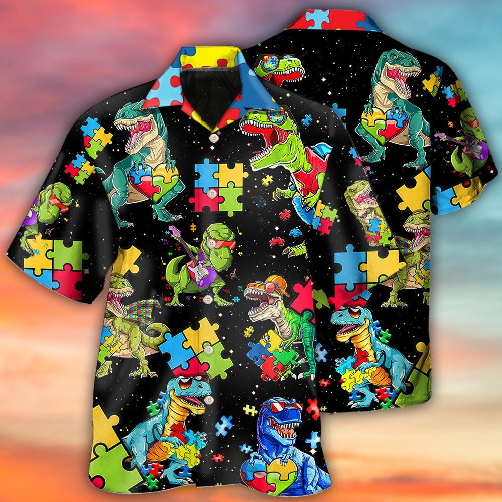 Autism Dinosaur Black - Hawaiian Shirt 
