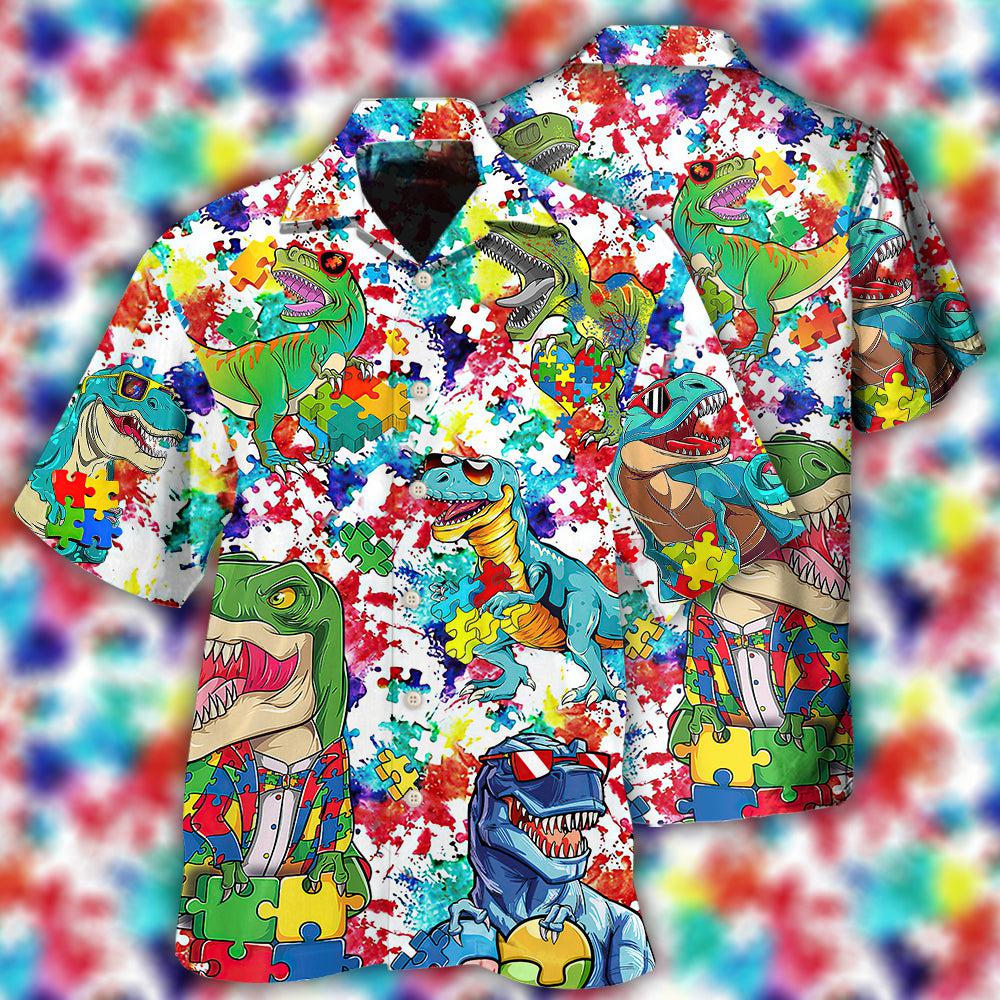 Autism Dinosaur Mix Color - Hawaiian Shirt 