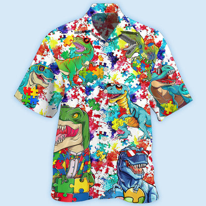 Autism Dinosaur Mix Color - Hawaiian Shirt 