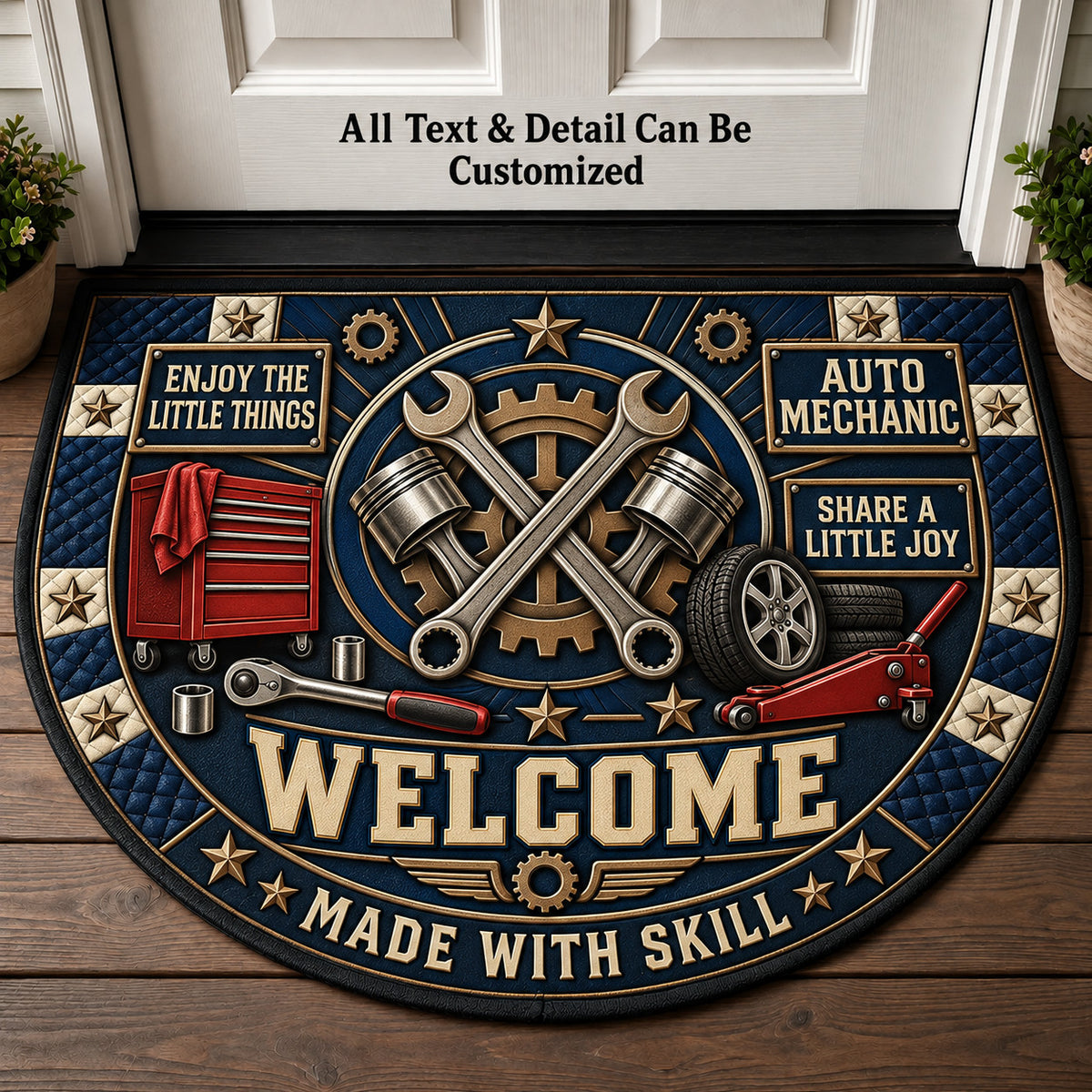 Auto Mechanic Personalized Half Round Mat | 5To9Vibe