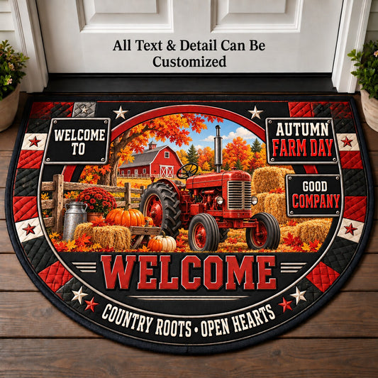 Autumn Farm Day Personalized Half Round Mat | 5To9Vibe