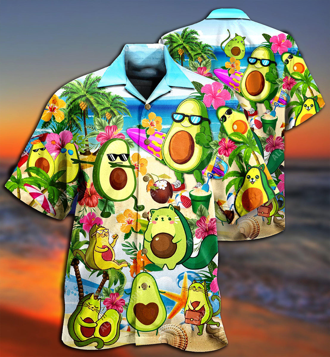 Avocado Chilling By The Beach - Hawaiian Shirt 