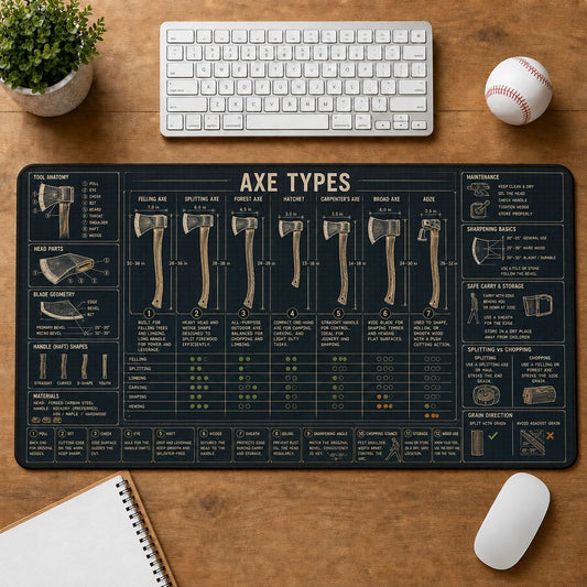 Axe Types Outdoor Skills Field Guide Desk Mat | 5To9Vibe