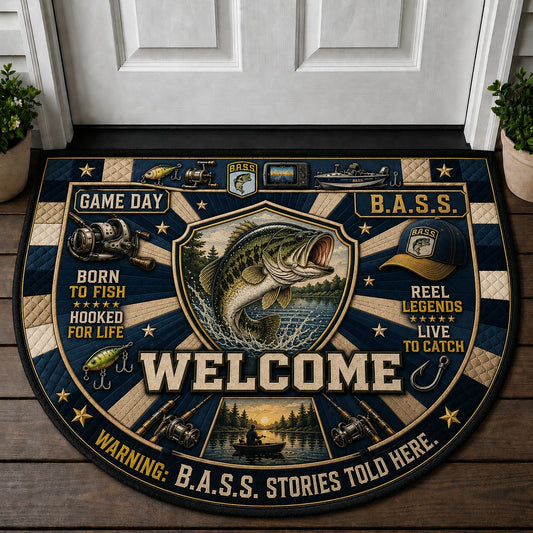 B.A.S.S. Fishing Club Stories Quilted Print Premium Welcome Mat – Personalized Doormat