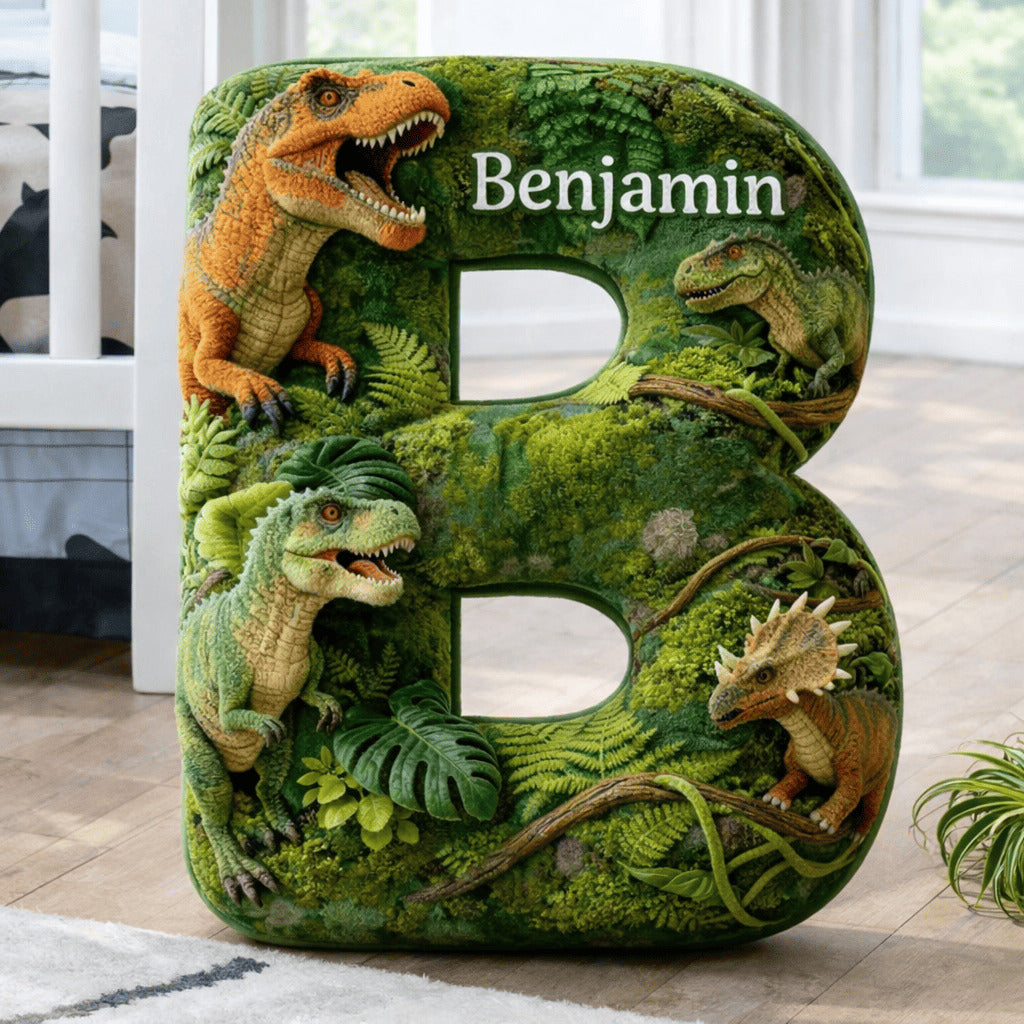 Dino and Princess Pillow Custom Name Gift  For Girls, Boys Irregular-Shaped Pillow Custom