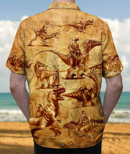 Cowboy Dinosaur Love Life Love Cool - Hawaiian Shirt 