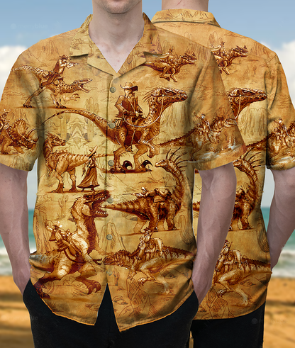 Cowboy Dinosaur Love Life Love Cool - Hawaiian Shirt 