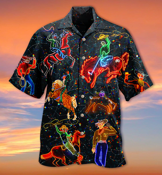 Cowboy Neon Love Life Love Cool - Hawaiian Shirt 