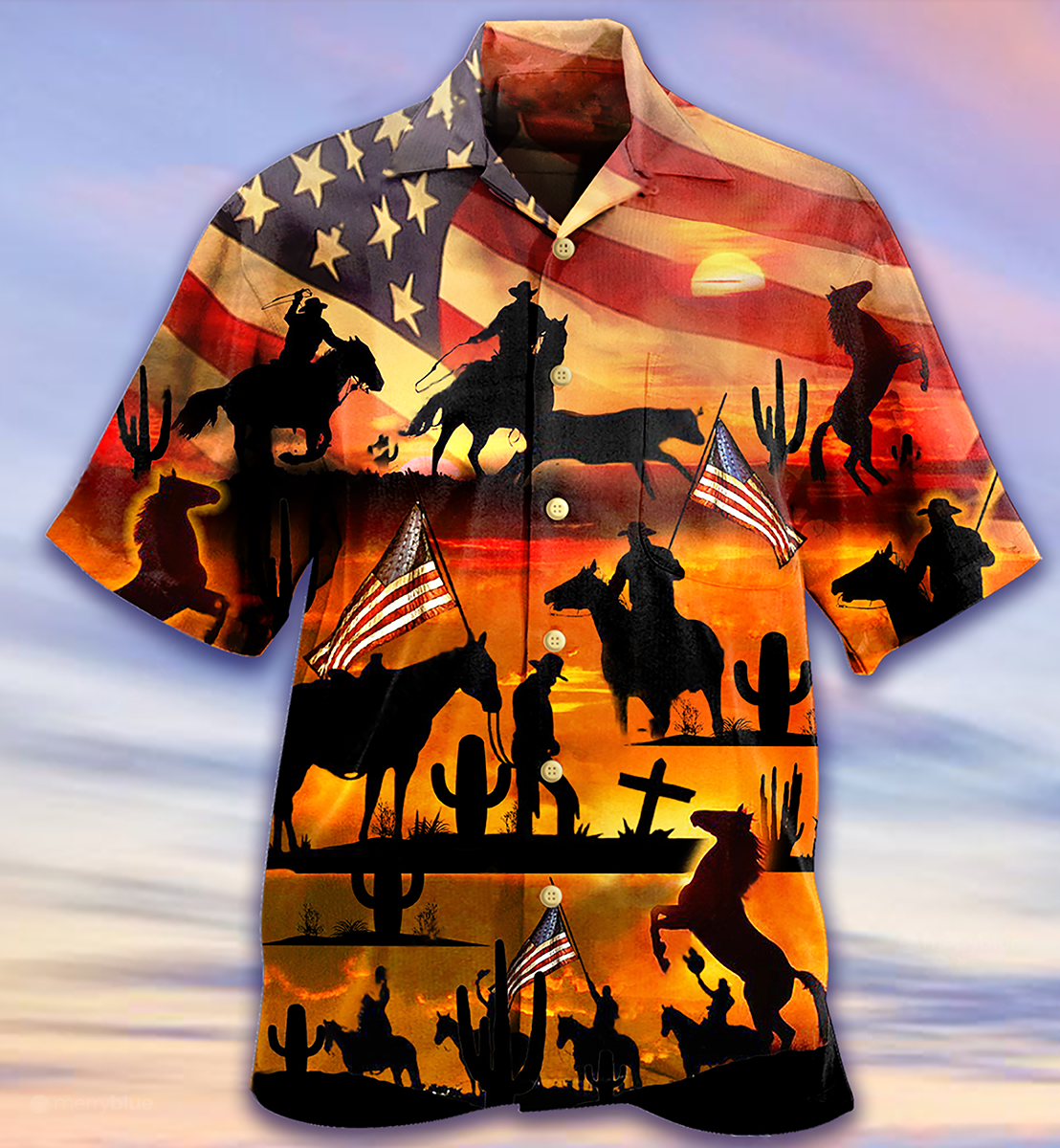 Cowboy American Love Life Sunset - Hawaiian Shirt 