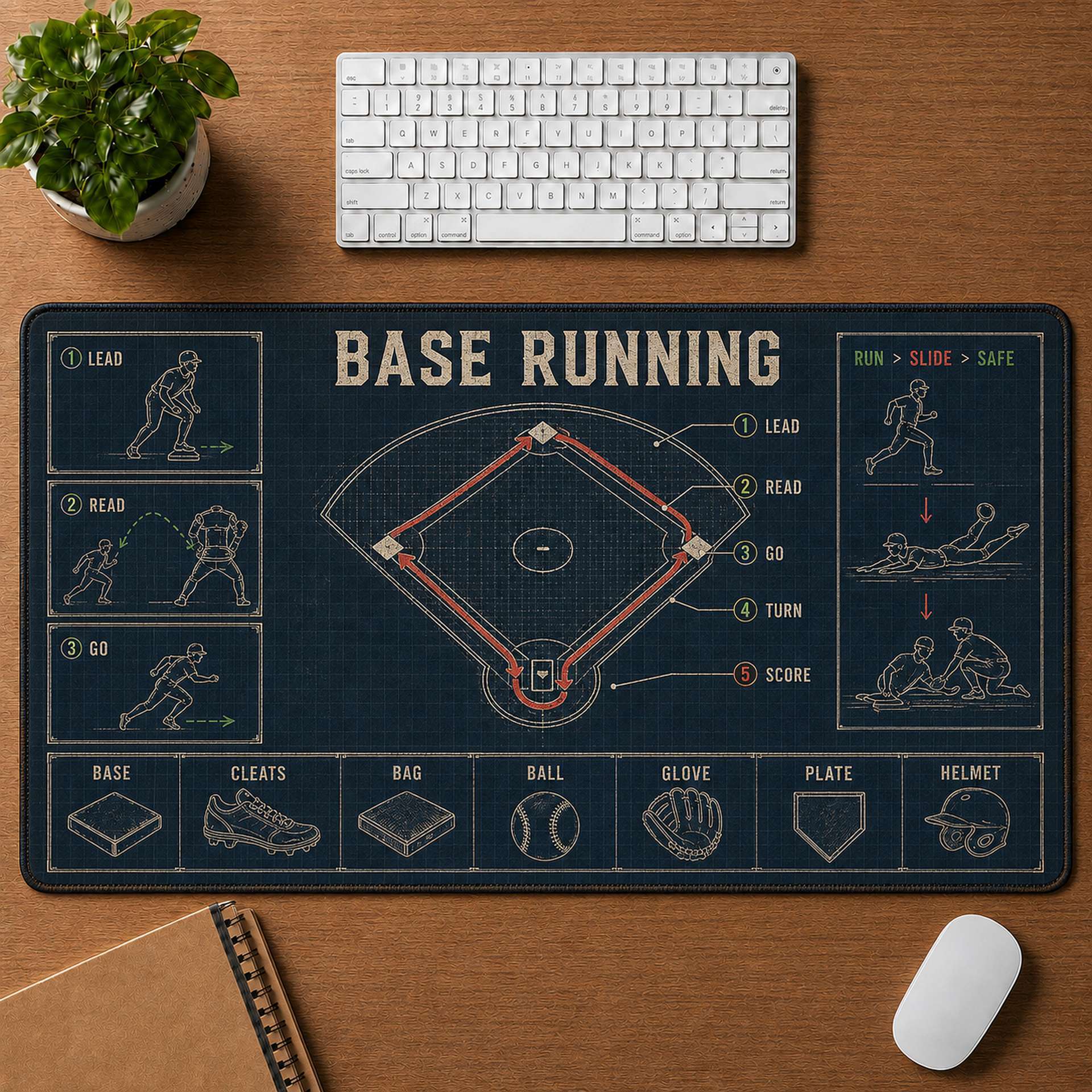 Base Running Blueprint Desk Mat | 5To9Vibe