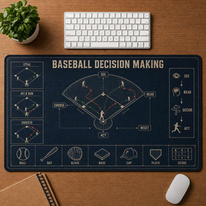 Baseball Decision Making Blueprint Desk Mat | 5To9Vibe