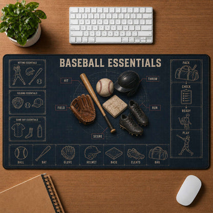 Baseball Essentials Blueprint Desk Mat | 5To9Vibe